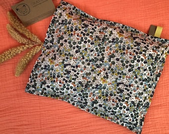 Bouillotte sèche aux graines de lin bio, housse Liberty amovible,  coussin chauffant, poche de froid