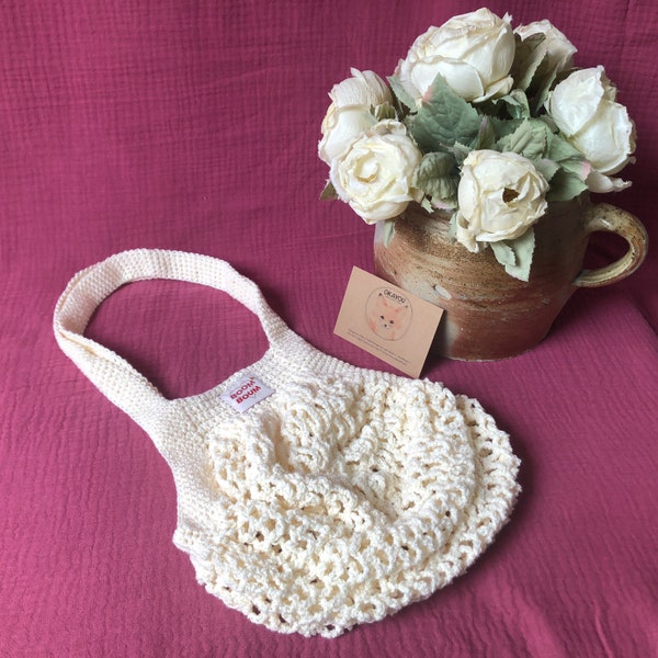 Sac filet en crochet de plage ou à provisions coton-lurex