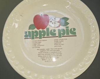 Vintage Ceramic Apple Pie Dish 11" with Recipe.