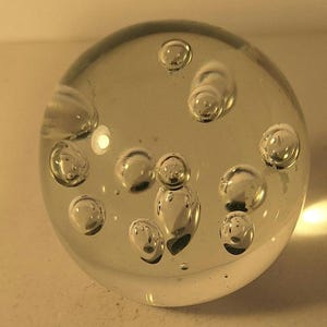Art Glass Vintage Clear with controlled bubbles Paperweight 2.5&quot;