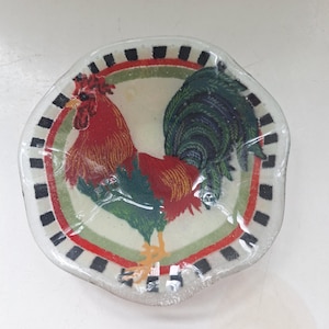 Peggy Karr &quot;Rooster&quot; 8&quot; ruffled bowl 1998 signed