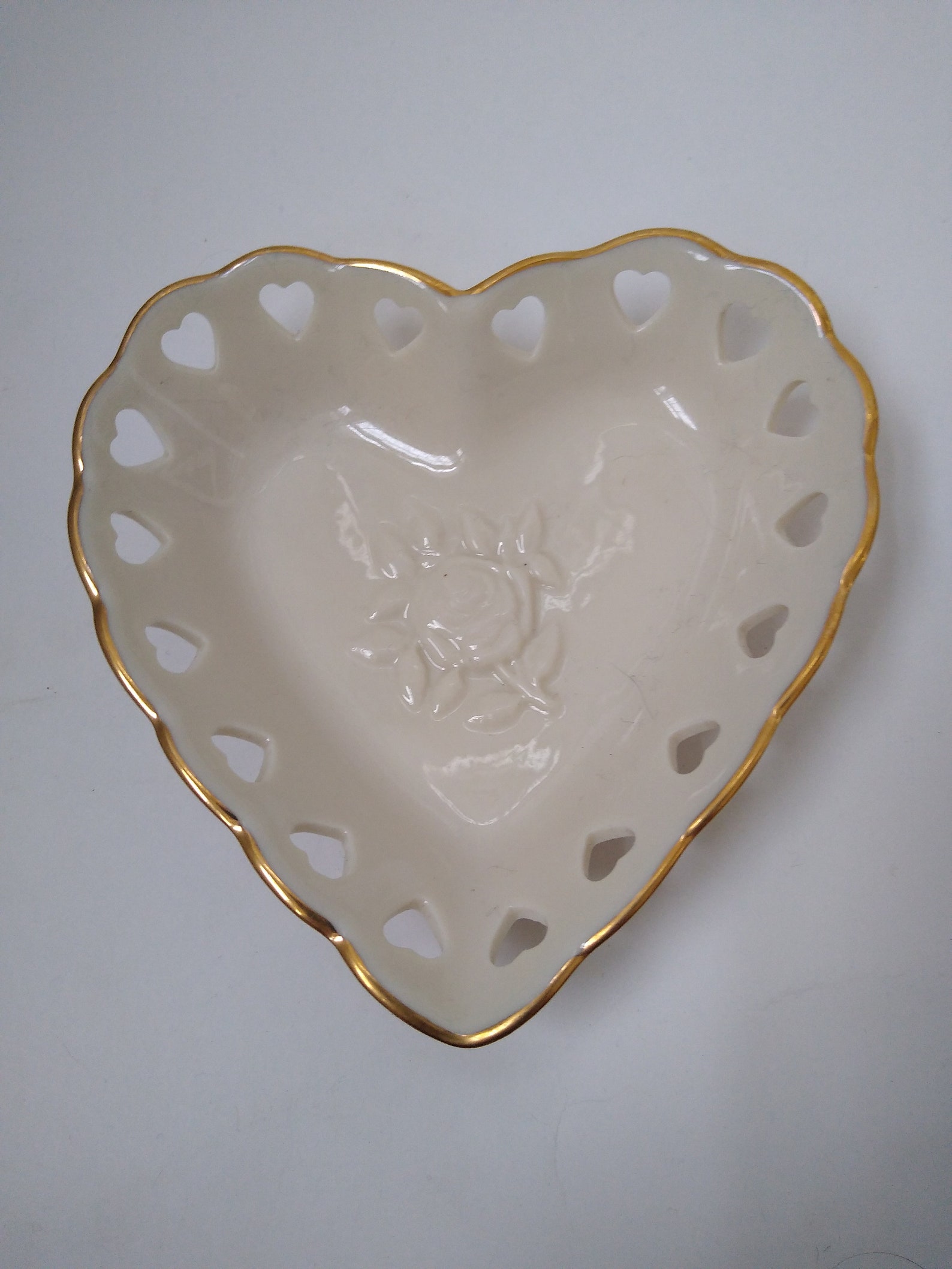 Lenox Heart Shaped Trinket Bowl With Rose. Etsy