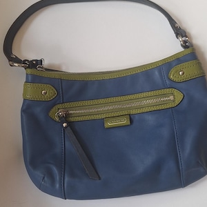 Vintage Coach Blue & Green Shoulder Bag 8