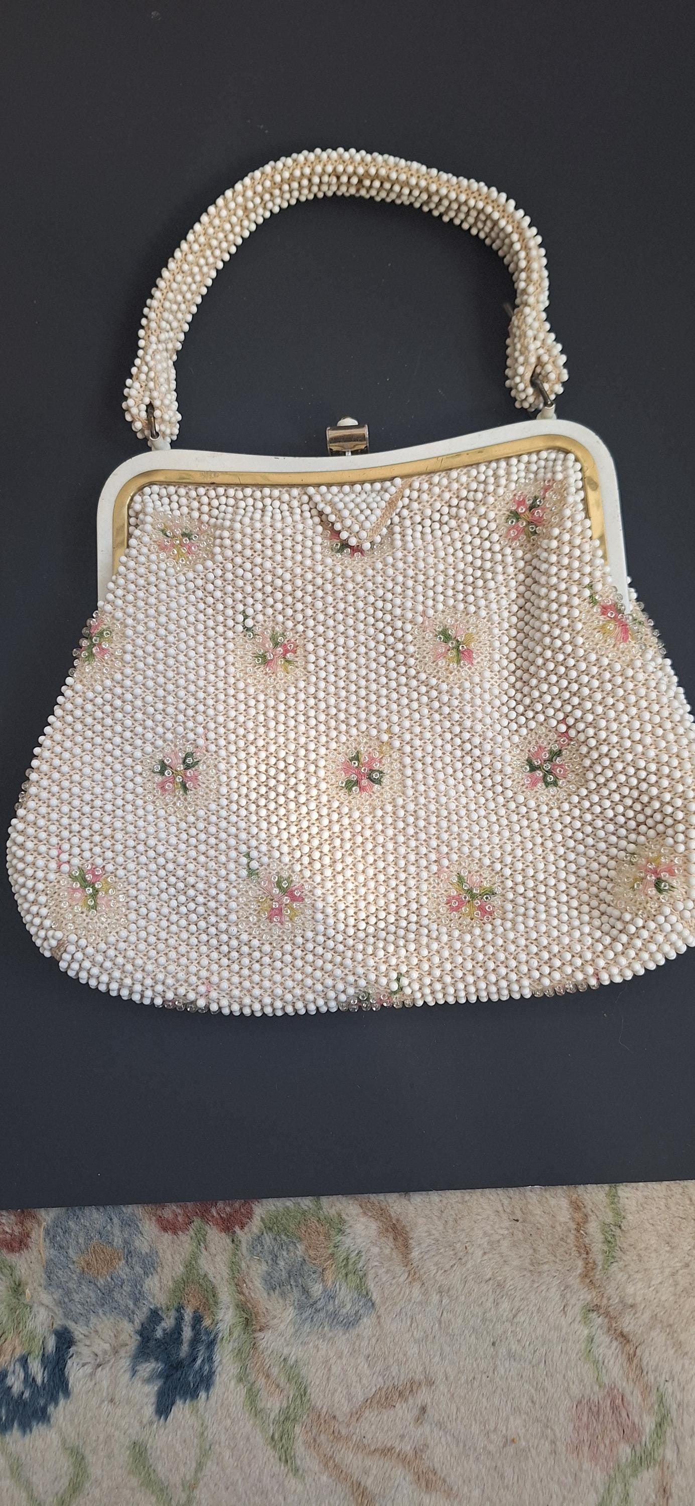 Vintage Corde-bead Purse Corde-bead Handbag Kisslock Handbag