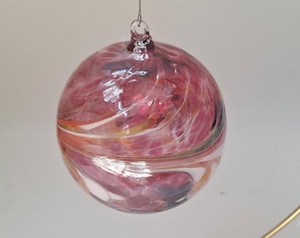 Witch ball purple & white glass ornament 12&quot;..
