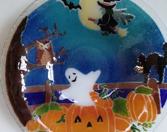 Peggy Karr &quot;Halloween&quot; 10.5&#39; bowl signed 1995