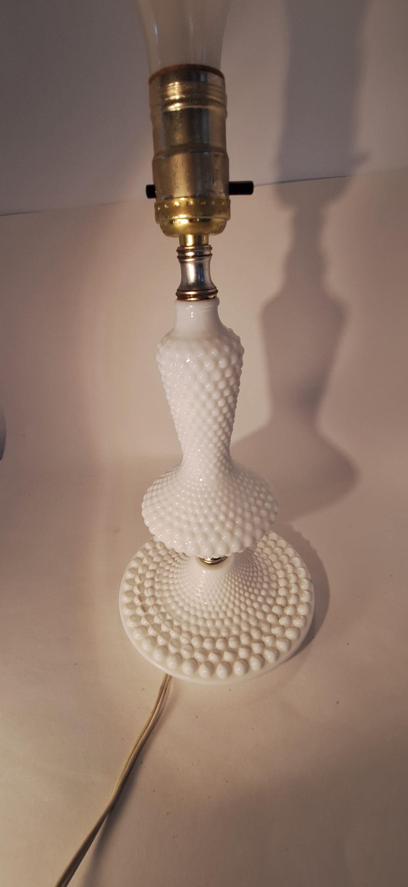 Fenton Hobnail Milk Glass Lamp