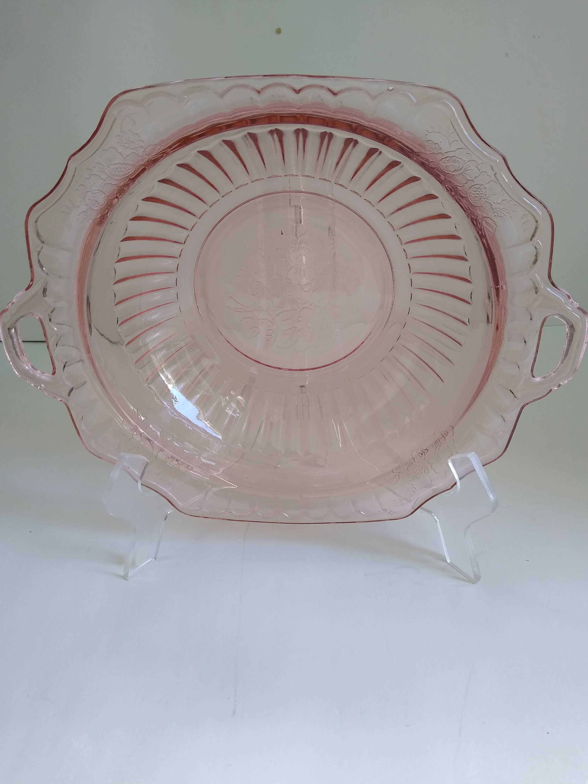 Pink Depression Glass mayfair Open Rose Handled Vegetable Bowl 9 1/2' Etsy
