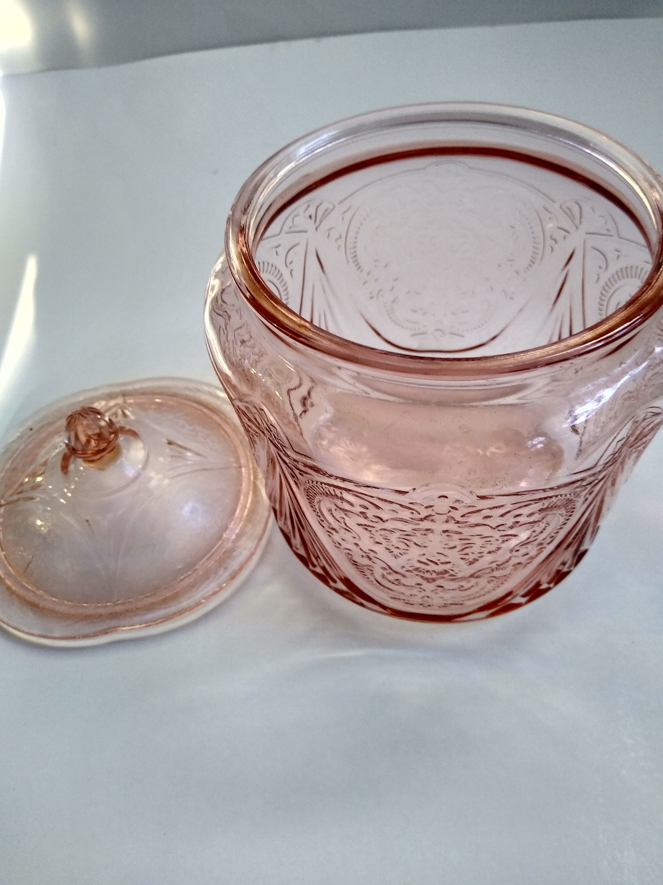 Pink Depression Glass royal Lace Cookie Jar 8' Etsy