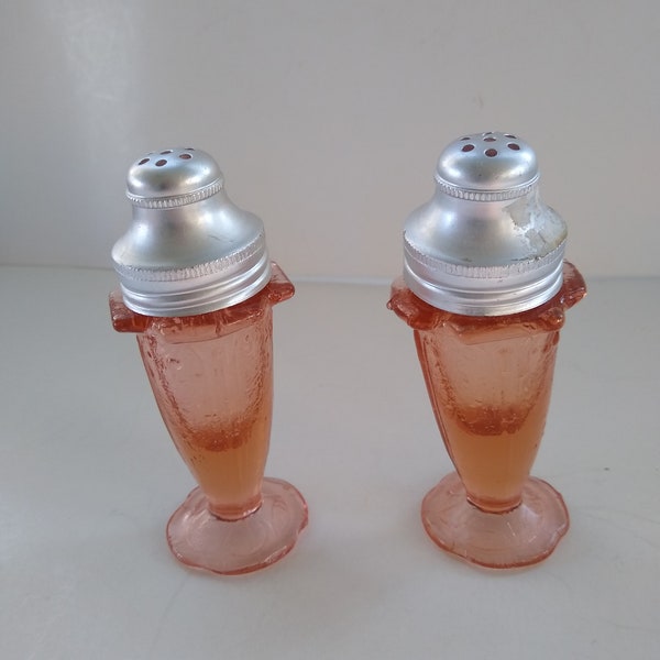 Pink Depression Glass Salt and Pepper Shakers Etsy