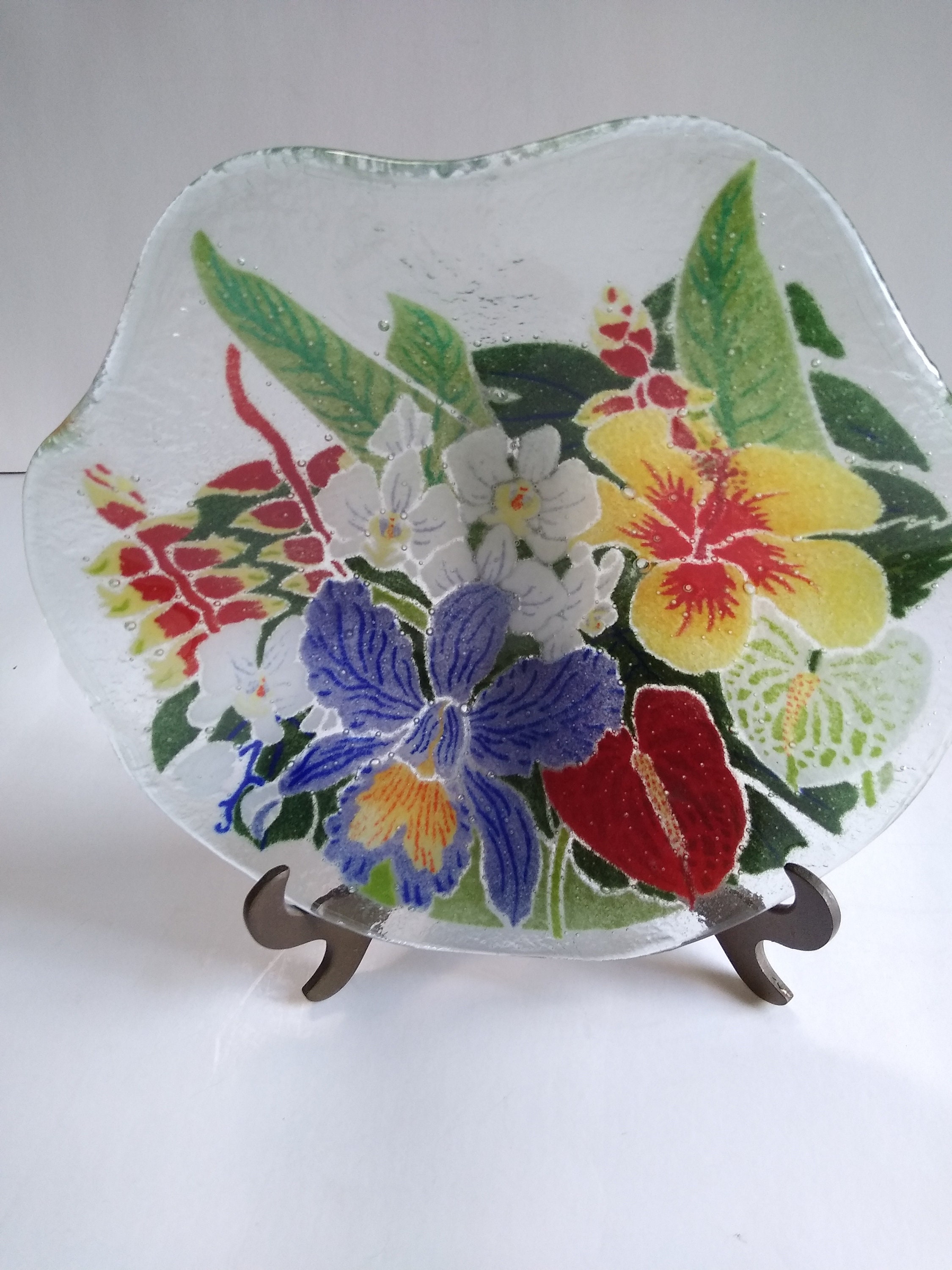 Peggy Karr tropical Floral 8 Ruffled Plate 1999 Etsy
