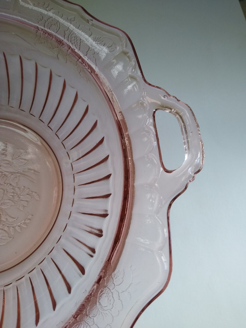 Pink Depression Glass mayfair Open Rose Handled Vegetable Bowl 9 1/2' Etsy
