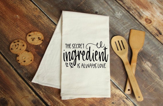 Hand Towel 100/% Cotton Spices The Secret Ingredient Is Always Cheese Gift Flour Sack Kitchen Tea Towel Dish Lint Free Love