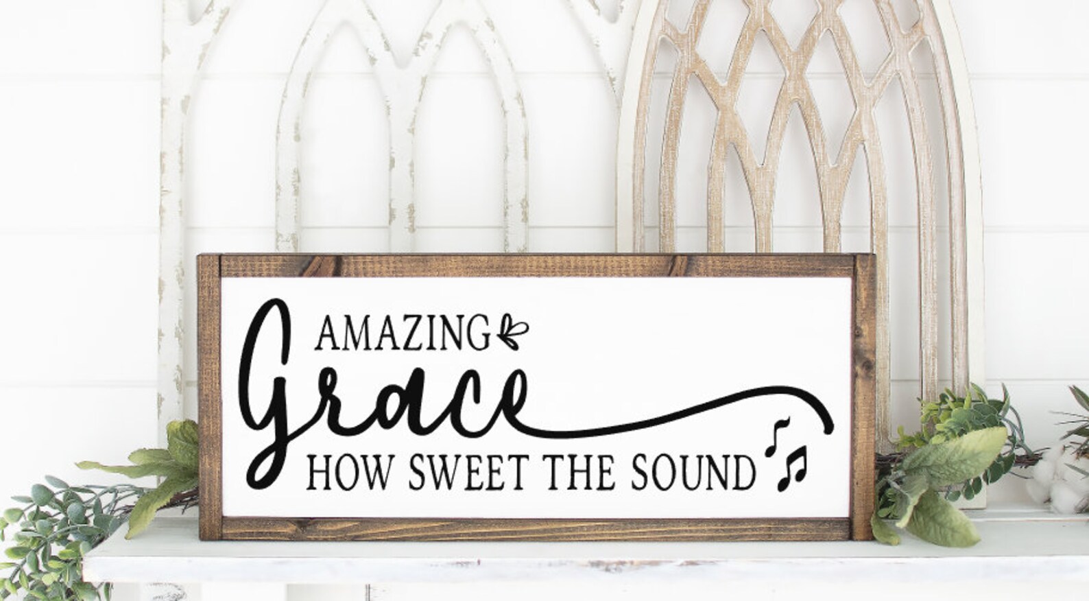 Amazing Grace Wall Sign Framed Wood Sign Christian Home Etsy
