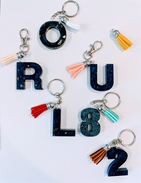 Letter keychains Etsy