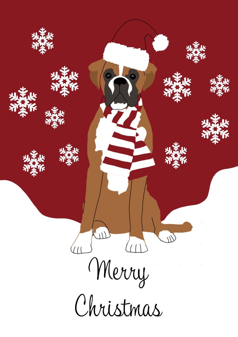 Boxer Dog Christmas Card Christmas Gift for Dog Lovers Dog - Etsy UK