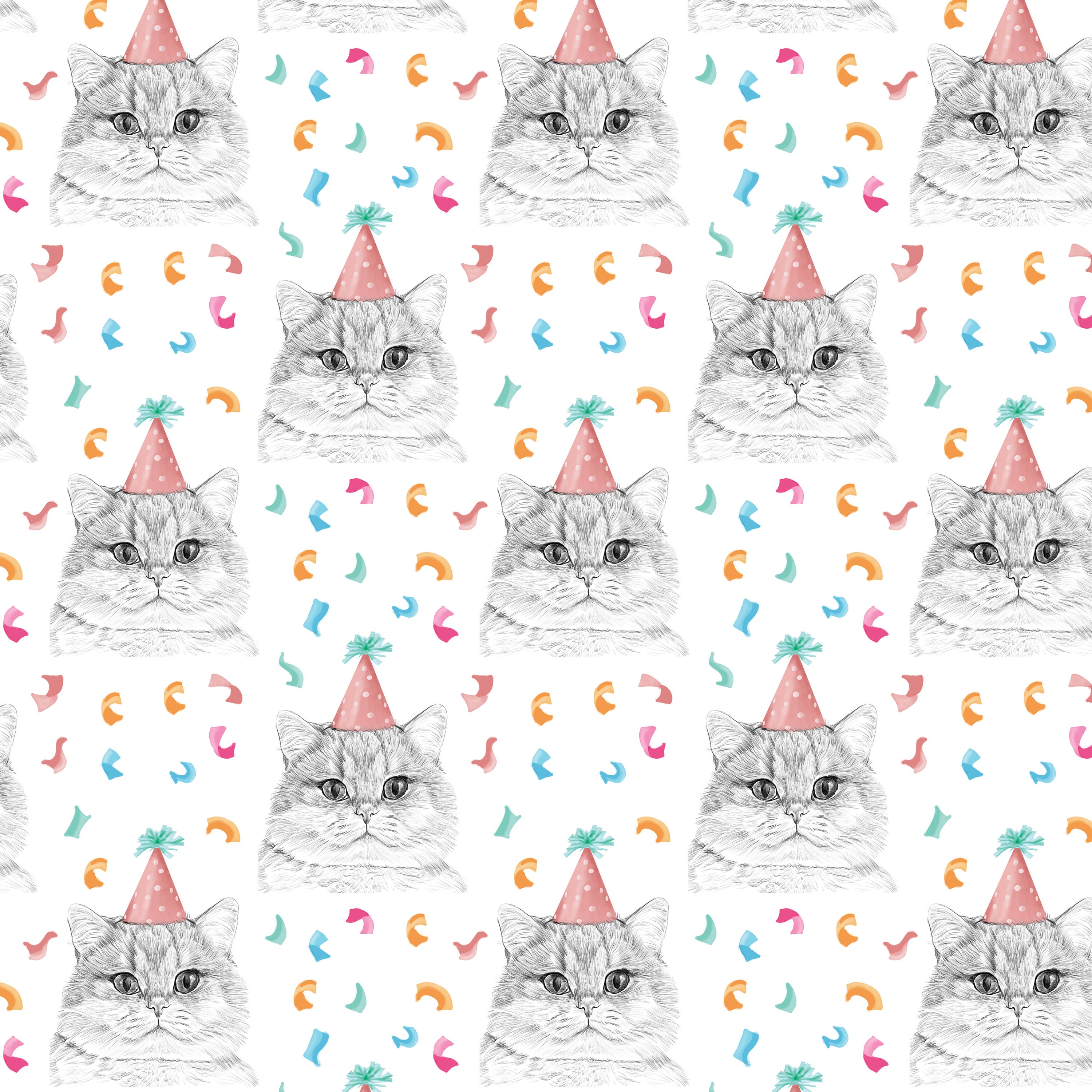 Cat Wrapping Paper | Cute Cat Gift Wrap | Cat Birthday Wrap | Cat Birthday Wrapping Paper
