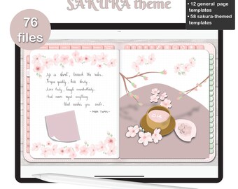 Pink Sakura Digital Planner Stickers and Templates (Digital Download)