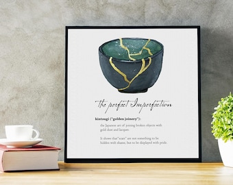 Kintsugi Golden Joinery Print, Broken Cup Art (Digital Download)