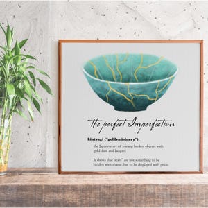 Printable Golden Joinery Kintsugi Minimalist Artwork,Broken Cup Print,Motivational Quote Wall Art,DIY Digital Download,Office Wall Art Decor