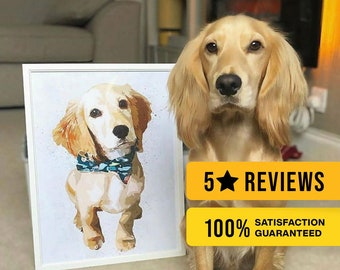 Custom Watercolour Pet Portrait, Pet Portrait, Custom Dog Portrait, Pet Illustration, Pet Art Print, Christmas Gift, Personalised Gift, Pets