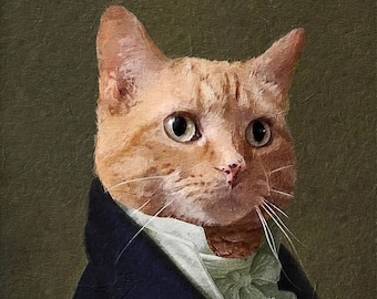 Custom Pet Portrait, Pet Portrait, Renaissance Cat Portrait, Regal Cat Portrait, Royal Cat Portrait, Custom Cat Art, Regal Cat Painting, Art