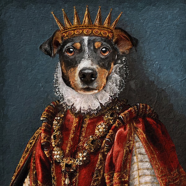 Personalisiertes Haustierportrait, personalisiertes königliches Portrait, Hundeportrait personalisierbar, Haustierportrait königlich, Renaissance Tiermalerei, Geschenk für Tierliebhaber