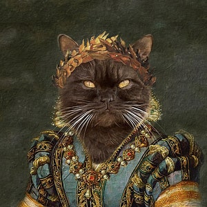 Custom Pet Portrait, Pet Portrait, Renaissance Cat Portrait, Art, Regal Cat Portrait, Royal Cat Portrait, Custom Cat Art, Regal Cat Painting
