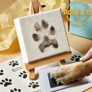 Kit per impronte di zampe senza inchiostro - Nessun inchiostro - Nessun pasticcio - Regalo per la perdita di un animale domestico - Ritratto personalizzato di un cane, stampa artistica di un animale domestico, regalo commemorativo per un cane - Ritratto personalizzato di un animale domestico