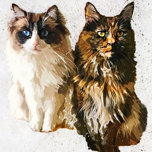 Custom Kitten portrait Custom Cat Painting Custom Pet portrait Digital Painting Original Painting Gifts for mum Gift for her Pet Loss Art