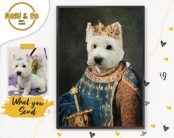 Dog Knight Portrait, Custom Pet Portrait, Funny Pet Gift, Regal Puppy Artwork, Royal Dog Wall Art, Custom Puppy Painting, Pet Loss Present