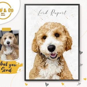 Christmas Pet Portrait From Photo, Custom Portrait, Personalised Boyfriend Art, Memorial Girlfriend Gift, Pet Memorial, Photo Illustration
