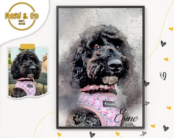 Custom Pet Portrait, Fathers Day Pet Portrait, Watercolour Pet Painting, Personalised Pet Portrait, Custom Dog Portrait, Dog Loss Gift