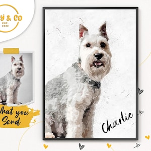 Pet Portrait, Hand-illustrated Custom Portrait, Digital or Print, Christmas Pet Painting, Personalized Gifts for Her, Dog and Cat Wall Art