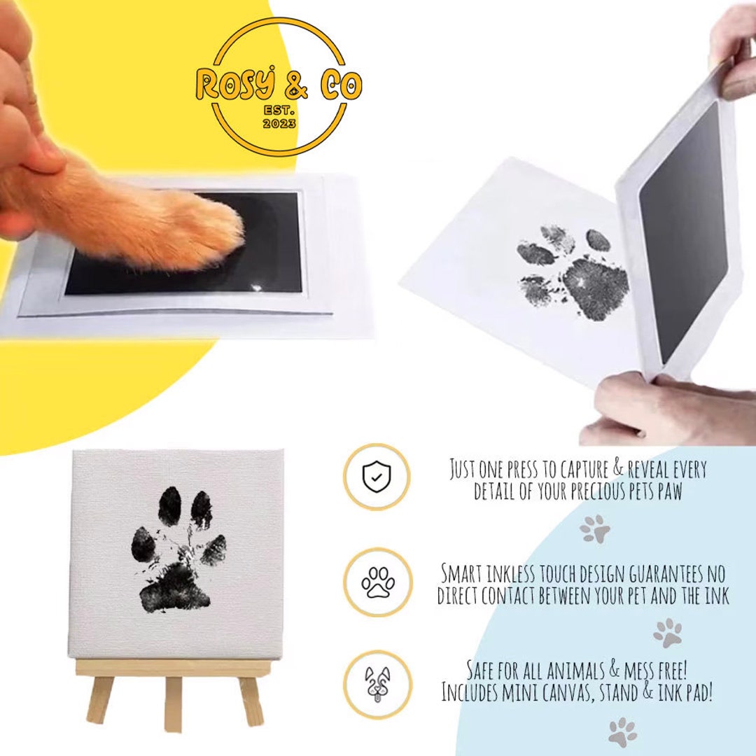 Fur Gift Paw Print Stamp Pad, 100% Pet Safe, Pet Paw Print Kit, No-Mess Ink Pad, Imprint Cards, Pet Memorial Keepsake, Dogs, Cats, Small Pets, Pet