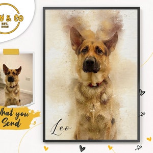 Acquerello personalizzato per cani, Ritratto personalizzato di un cane, Ritratto da foto, Regalo per amanti dei cani, Regalo commemorativo per cani, Arte per la perdita di un animale domestico, Regalo per papà gatto