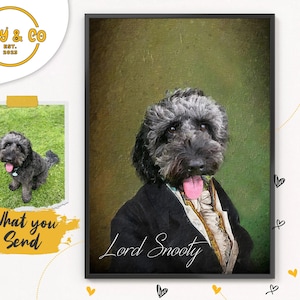 Custom Pet Dog Portrait, Royal Pet Portrait, Gift Pet Regal, Puppy Fancy Dress Costume Portrait, Pet Loss King Queen, Last Minute Christmas