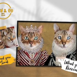 Custom Pet Portrait, Pet Portrait, Renaissance Cat Portrait, Regal Cat Portrait, Custom Cat Art, Regal Cat Painting, Pet Memorial, Pets