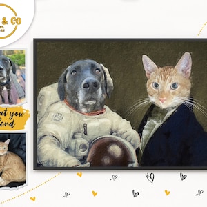 Custom 2 Pet Portrait, Pet Costume Dog, Pet Portrait Cat Costume, Funny Pet Costume, Pet cosplay, Pet apparel Pet dress-up, Pet Accessories