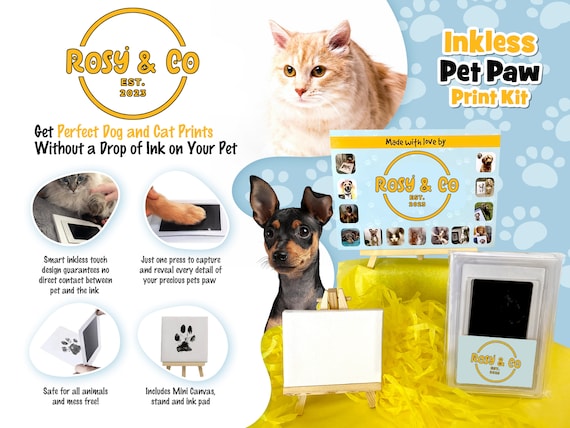 Fur Gift Paw Print Stamp Pad, 100% Pet Safe, Pet Paw Print Kit, No-Mess Ink Pad, Imprint Cards, Pet Memorial Keepsake, Dogs, Cats, Small Pets, Pet