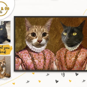 Custom Pet Portrait, Royal Pet Memorial, Cat Loss Wall Art, Last Minute Gift, King Queen Costume, Christmas Gift Ideas, Family Portrait Dog