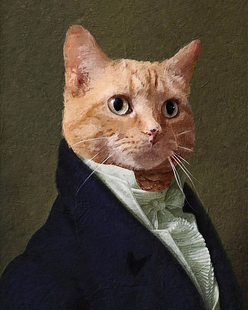 Custom Pet Portrait, Pet Portrait, Renaissance Cat Portrait, Regal Cat Portrait, Royal Cat Portrait, Custom Cat Art, Regal Cat Painting, Art 