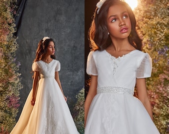 First Communion Dress, 3231 Flower girl dress, Baptism  Dress,Baby toddler lace  dress,flower girls dresses ,flower girl dress