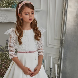 First Communion Dress, 3317 Lace Flower Girl Dress,Baby toddler lace dress, white tulle tutu dress,flower girls dresses, birthday, party