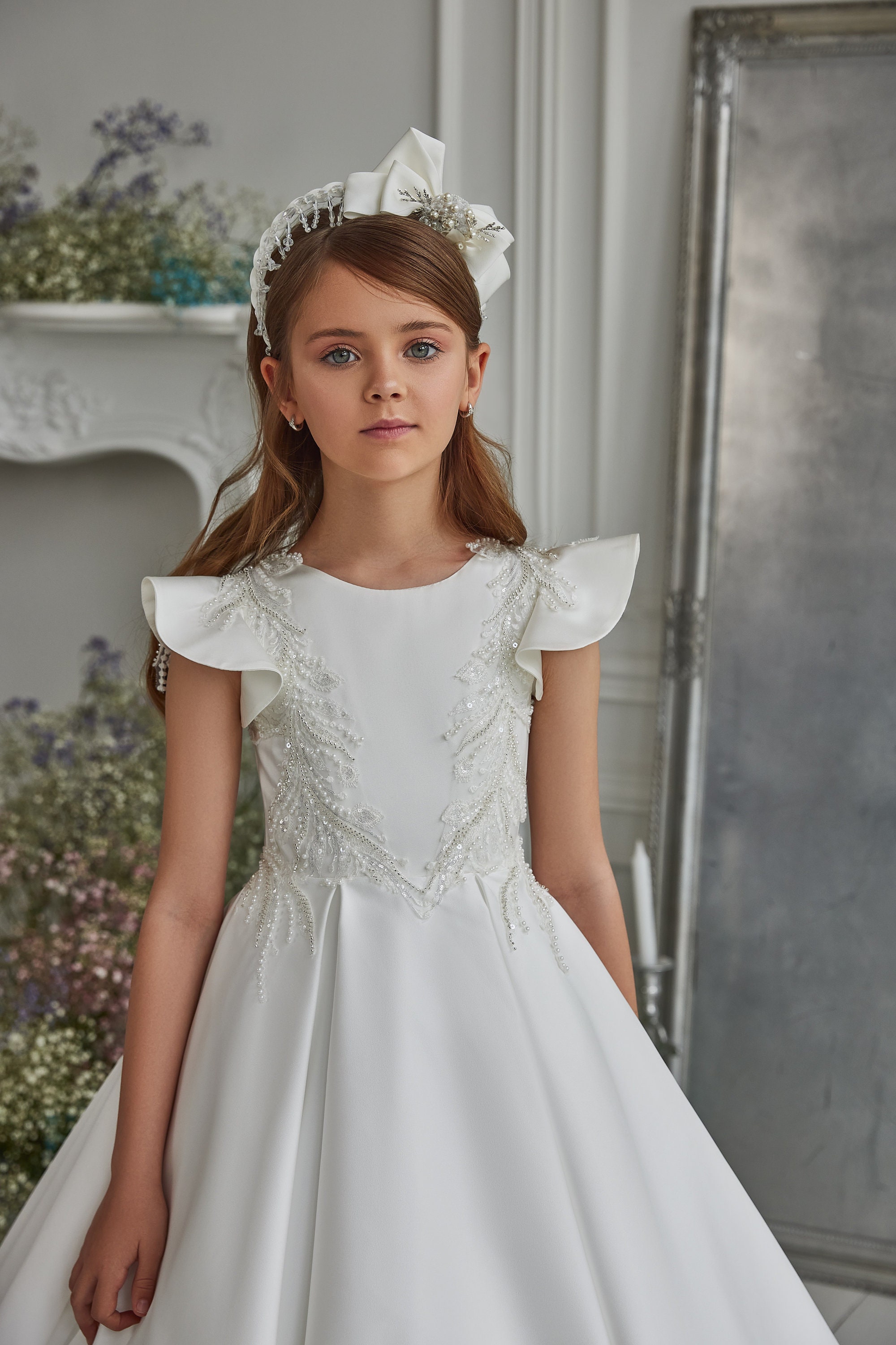First Communion Dress Girl Dress 3310 Baptism Dress Baby Etsy