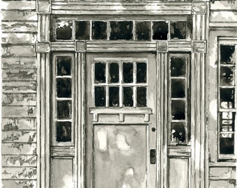 fine art print, Shadow Porch, from original watercolor of old house detail from Eatonton, Georgia