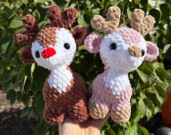 Crochet Reindeer Plush, Christmas Crochet, Reindeer Toy, Holiday Plush, Crochet Animal, Reindeer plushie