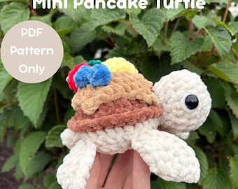Mini Crochet Pancake Turtle PDF Pattern, Turtle Crochet Pattern, Advanced Beginner Pattern