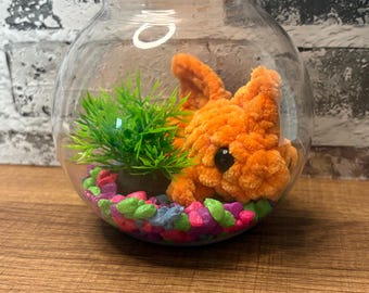 No mess pet Goldfish, Crochet Fish in a Bowl, Gift for Kids, Desk Pet, Classroom Pet, Dorm Room Decor, Stress Free Pet, Clownfish