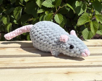 Crochet Rat Plushie, Animal Toy, Gift for Kids, Rat Gift, Crochet Animal, Animal Plush, Gift For Rat Lover